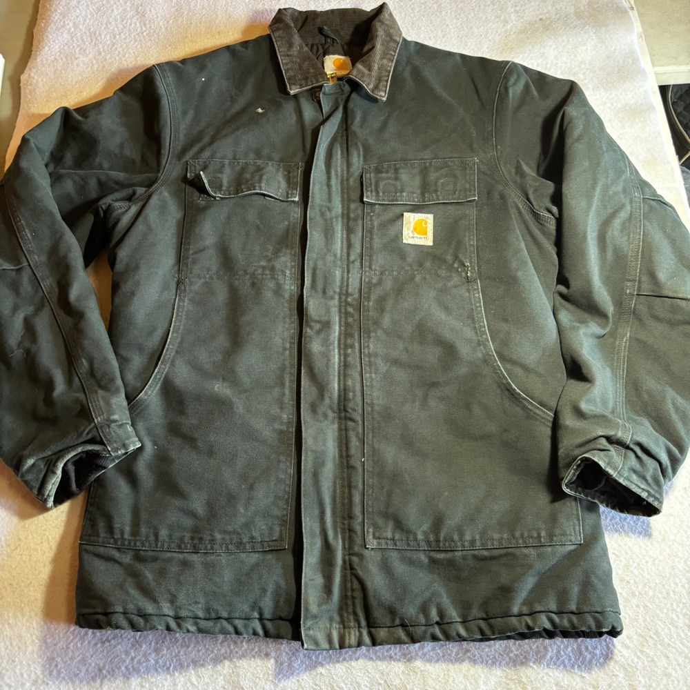 Carhartt C03 BLK Artic Traditional Coat Black Duck Canvas Jacket Mens 42 Tall‎